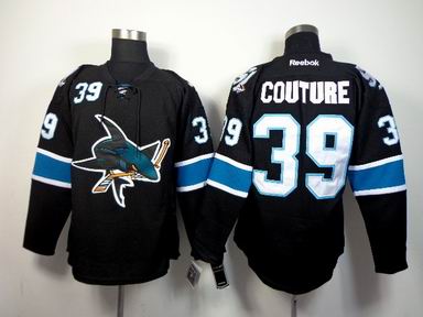 NHL San Jose Sharks 39 Couture black jersey
