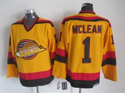 NHL Vancouver Canucks 1 Mclean yellow jersey