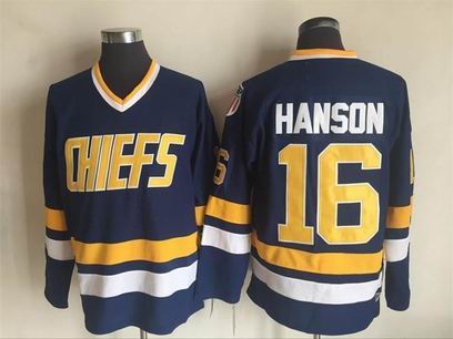 NHL hockey Charlestown Chiefs #16 Hanson blue Jersey
