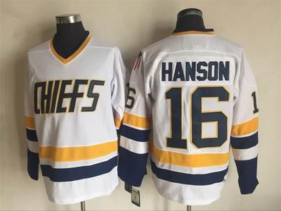 NHL hockey Charlestown Chiefs #16 Hanson white Jersey