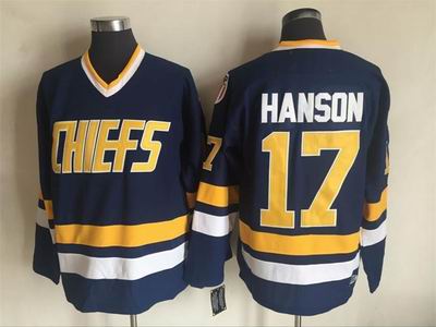 NHL hockey Charlestown Chiefs #17 Hanson blue Jersey