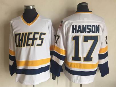 NHL hockey Charlestown Chiefs #17 Hanson white Jersey
