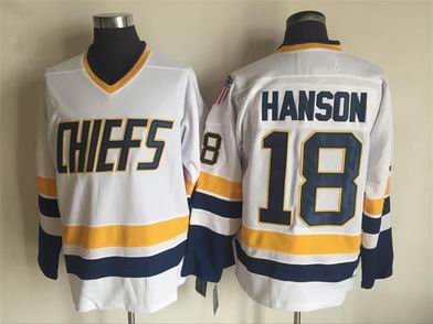 NHL hockey Charlestown Chiefs #18 Jeff Hanson white Jersey