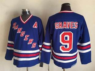 NHL new york rangers #9 Graves blue jersey
