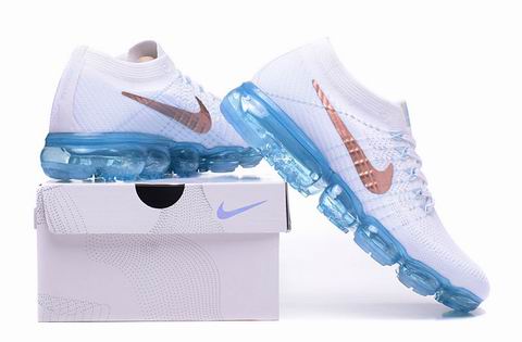 Nike Air VaporMax flyknit shoes white blue
