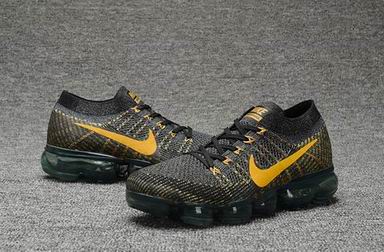 Nike Air Vapormax Flyknit shoes black golden