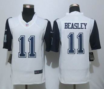 Nike Dallas Cowboys 11 Beasley White Men's Stitched Limited Rush Jersey