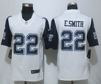 Nike Dallas Cowboys 22 E.Smith White Men's Stitched Limited Rush Jersey