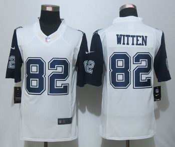 Nike Dallas Cowboys 82 Witten White Men's Stitched Limited Rush Jersey