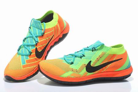 Nike Free 3.0 Flyknit shoes orange blue