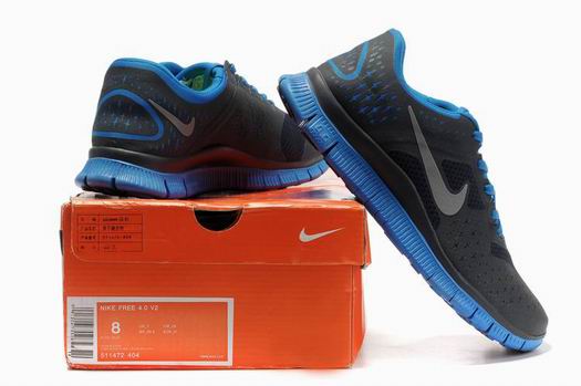 Nike Free 4.0 V2 running shoes 511472-404 black royal blue