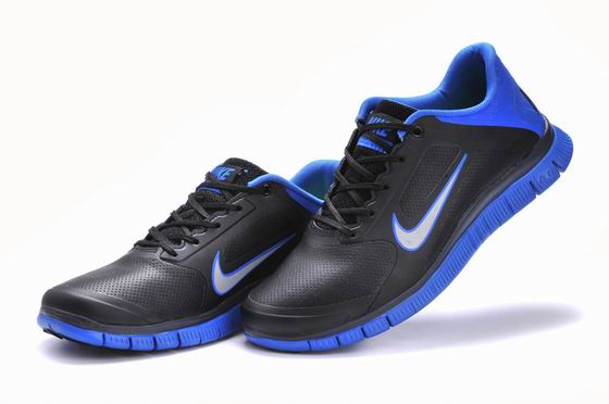 Nike Free 4.0v3 running shoes leather face black blue