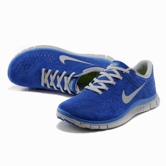 Nike Free 4.0v3 running shoes suede blue grey