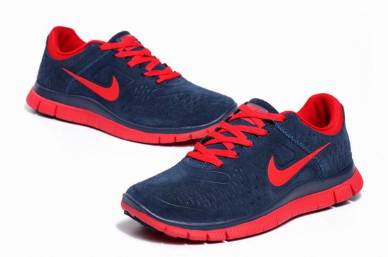 Nike Free 4.0v3 running shoes suede blue red