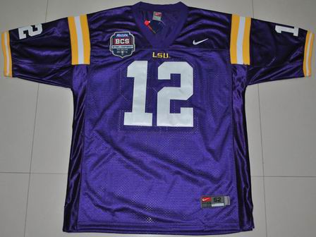 Nike LSU Tigers 12 Jarrett Lee Purple 2012 BCS Patch College Football Jersey