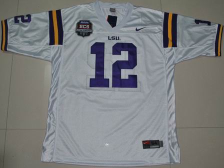 Nike LSU Tigers 12 Jarrett Lee White 2012 BCS Patch College Football Jersey