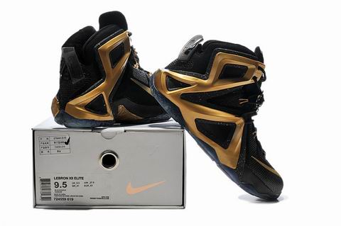Nike Lebron XII Elite shoes black golden
