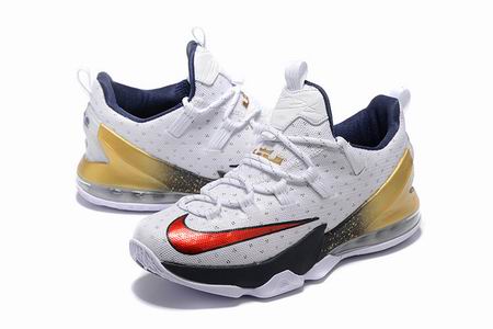 Nike Lebron XIII shoes low white golden red