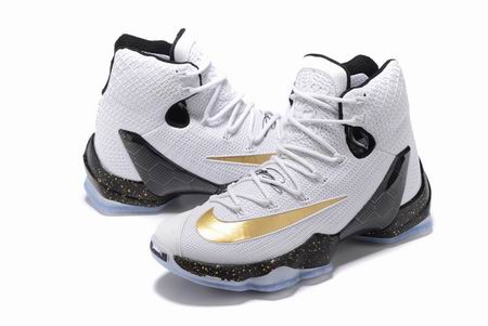 Nike Lebron XIII shoes white black golden