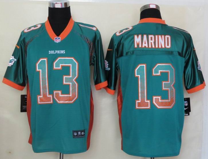 Nike Miami Dolphins 13 Marino Drift Fashion Green Elite Jerseys