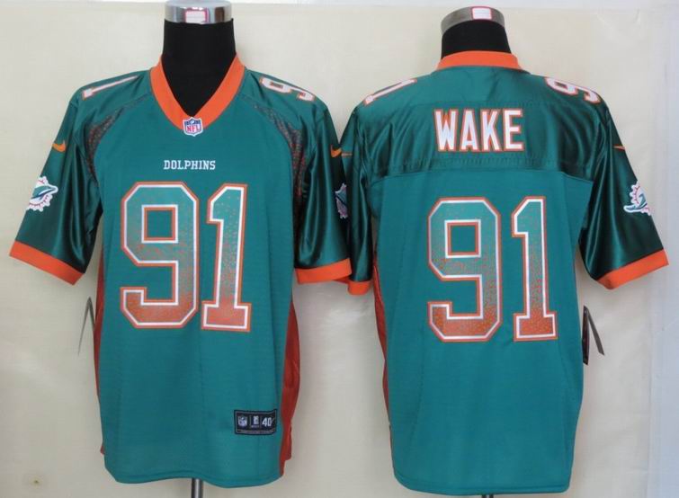 Nike Miami Dolphins 91 Wake Drift Fashion Green Elite Jerseys