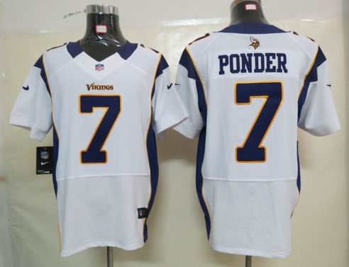 Nike Minnesota Vikings 7 Ponder White Elite Jersey