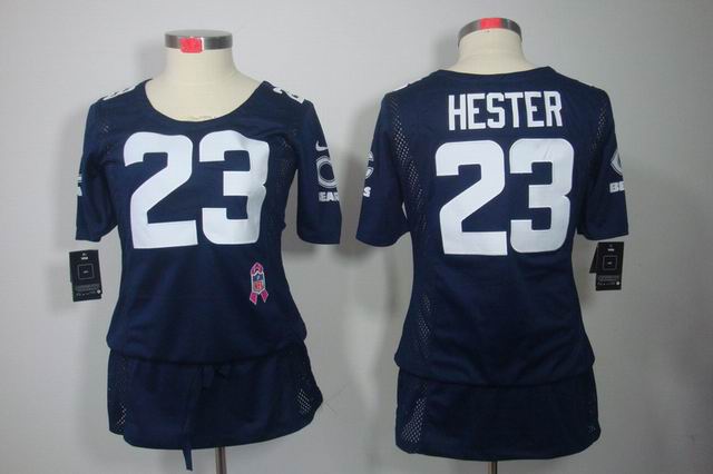 Nike NFL Chicago Bears 23 Hester women breast Cancer elite blue jersey