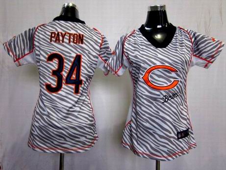 Nike NFL Chicago Bears 34 Payton women zebra fashion jersey