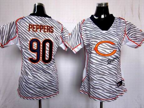 Nike NFL Chicago Bears 90 Peppers women zebra fashion jersey