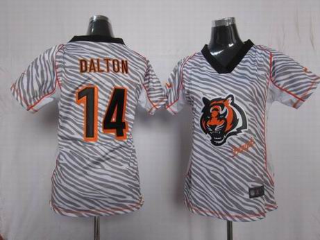 Nike NFL Cincinnati Bengals 14 Dalton women zebra fashion jersey