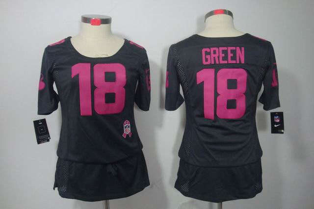 Nike NFL Cincinnati Bengals 18 Green breast Cancer Awareness Dark grey Jersey