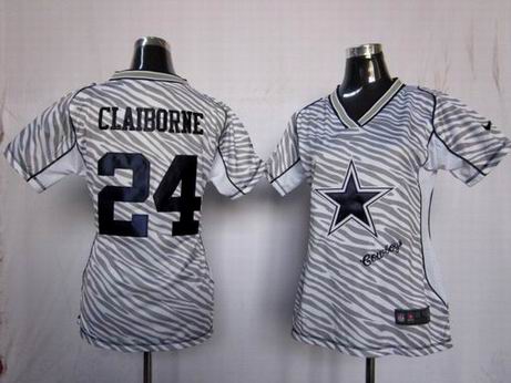 Nike NFL Dallas Cowboys 24 Claiborne women zebra fashion jersey