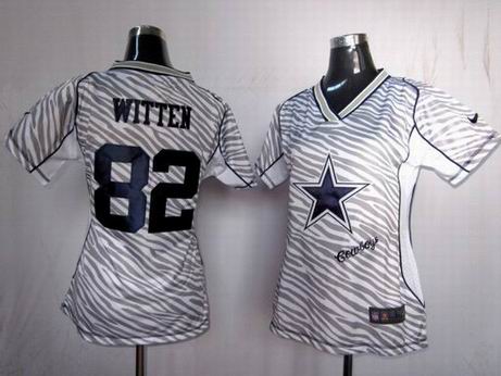 Nike NFL Dallas Cowboys 82 Witten women zebra fashion jersey