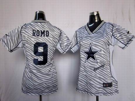 Nike NFL Dallas Cowboys 9 Romo women zebra fashion jersey
