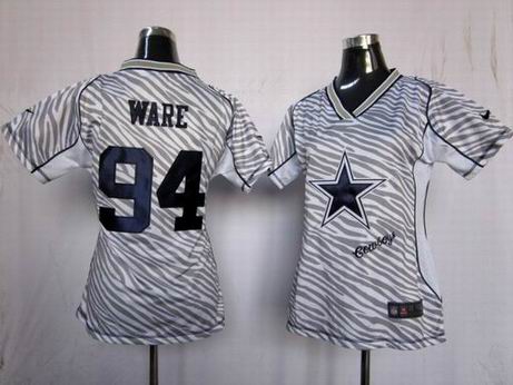 Nike NFL Dallas Cowboys 94 ware women zebra fashion jersey