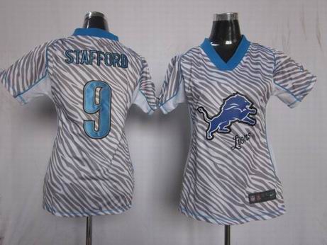 Nike NFL Detroit Lions 9 Stafford women zebra fashion jersey