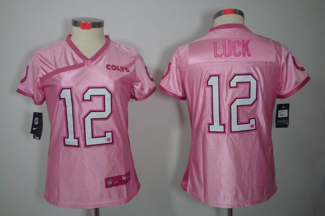 Nike NFL Indianapolis Colts 12 Luck Love Pink women elite jersey