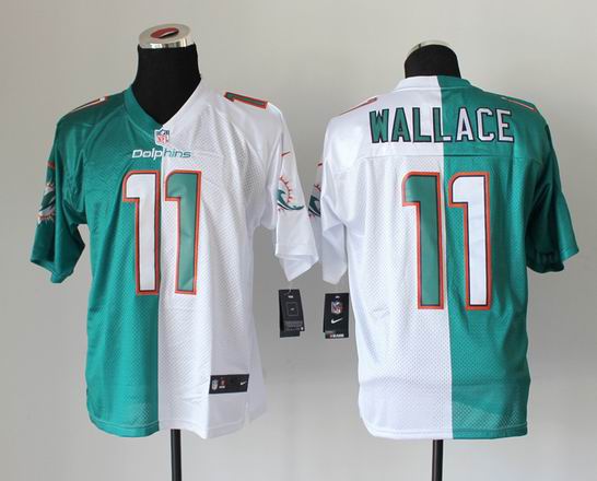 Nike NFL Miami Dolphins 11 wallace white green split jersey