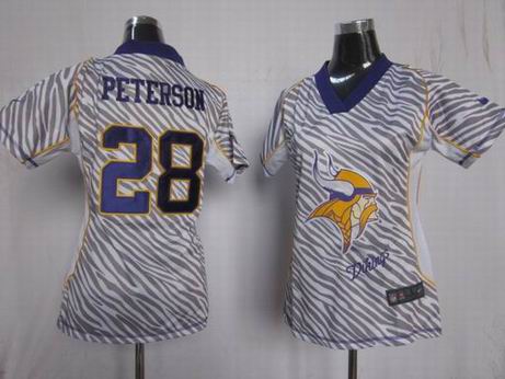 Nike NFL Minnesota Vikings 28 Peterson women zebra fashion jersey