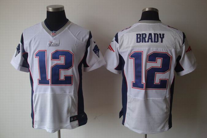 Nike NFL New England Patriots 12 Brady white Elite Jersey