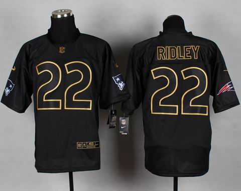 Nike NFL New England Patriots 22 Ridley black golden letter fashion jersey