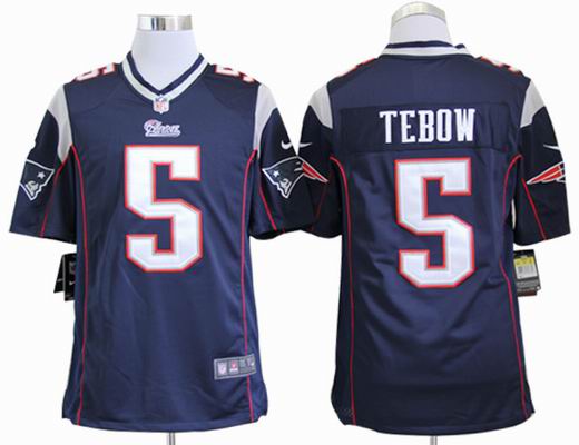 Nike NFL New England Patriots 5# Tim Tebow blue Game Jersey