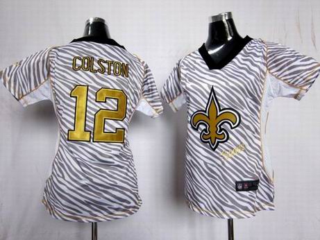 Nike NFL New Orleans Saints  12 Colston women zebra fashion jersey