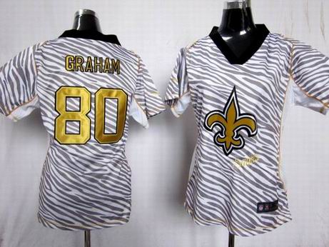Nike NFL New Orleans Saints  80 Graham women zebra fashion jersey