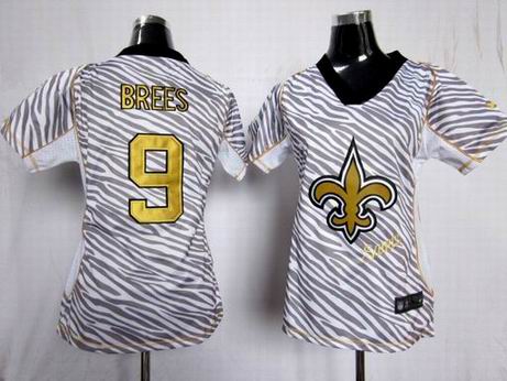 Nike NFL New Orleans Saints 9 Brees women zebra fashion jersey