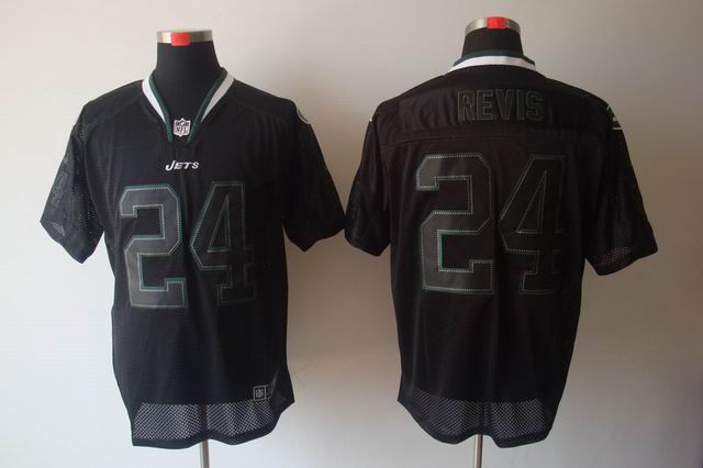 Nike NFL New York Jets 24 Revis black lights out elite jersey