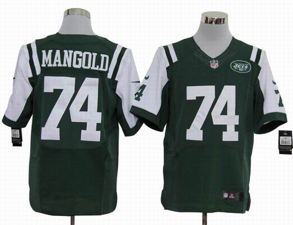 Nike NFL New York Jets 74 Mangold Green Elite Jersey
