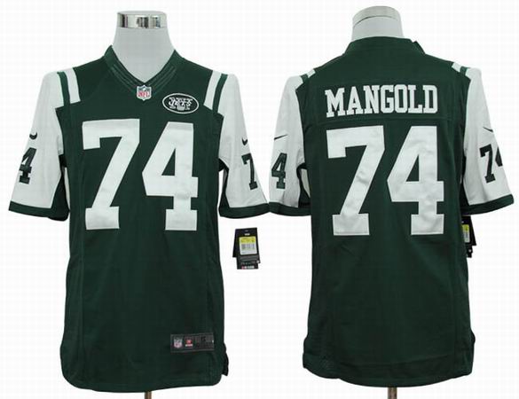 Nike NFL New York Jets 74 Mangold Thanksgiving Green Limited Jersey
