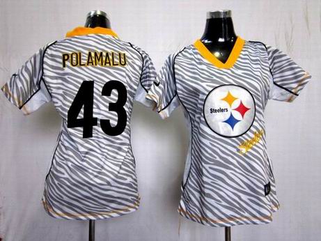 Nike NFL Pittsburgh Steeters 43 Polamalu women zebra fashion jersey