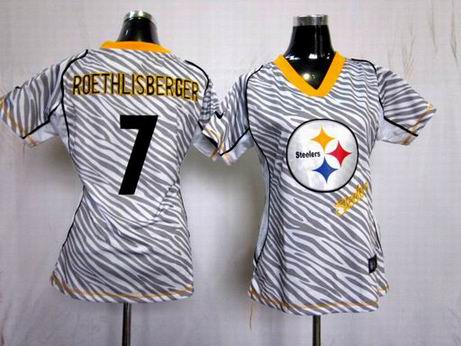 Nike NFL Pittsburgh Steeters 7 Roethlisberger women zebra fashion jersey
